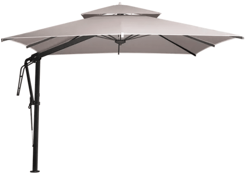 Load image into Gallery viewer, Pagoda 300 x 300cm Cantilever Parasol SET - Custom Wood DesignsFermob Pagoda 300x300cm outdoor cantilever parasol set with antracite and papyrus fabric, ideal for outdoor shade and relaxation.Outdoor Parasol24575177102423White GranitePagoda Base White

