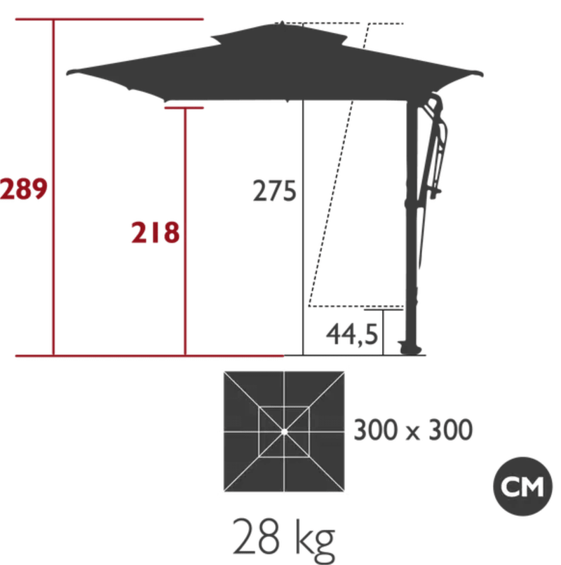 Load image into Gallery viewer, Fermob Pagoda 300x300cm cantilever outdoor parasol set with fabric canopy and sturdy frame, ideal for patio shading.
