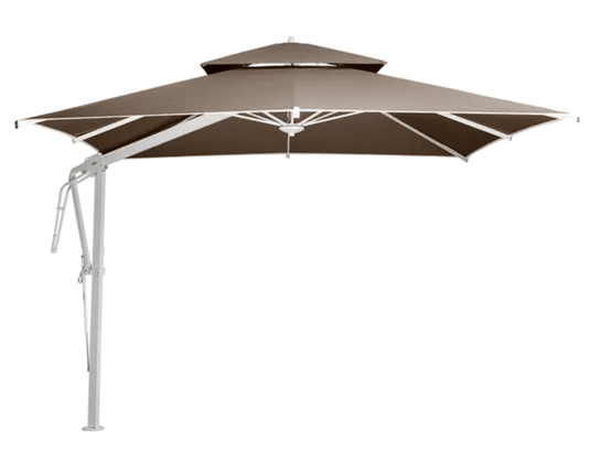 Pagoda 300 x 300cm Cantilever Parasol SET - Custom Wood DesignsWhite and brown Pagoda 300x300cm outdoor cantilever parasol set by Fermob with white fabric and sisal accents.Outdoor Parasol24575177102423White GranitePagoda Base White