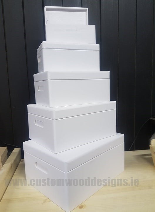 Load image into Gallery viewer, Wooden Boxes Hinged Lid - Various Sizes Painted Boxes Custom Wood Designs bedroom deco box box with lid white box wood wooden painted-boxes-21-cm-x-12-cm-x-9-5-cm-wooden-boxes-hinged-lid-various-sizes-49175492002135
