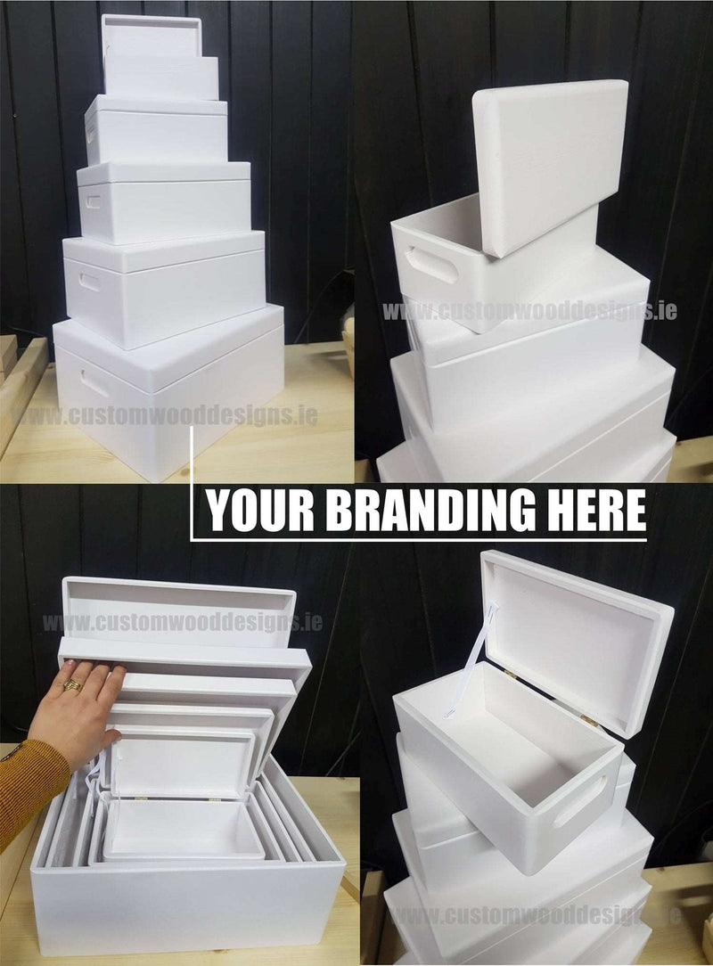 Load image into Gallery viewer, Wooden Boxes Hinged Lid - Various Sizes Painted Boxes Custom Wood Designs bedroom deco box box with lid white box wood wooden painted-boxes-21-cm-x-12-cm-x-9-5-cm-wooden-boxes-hinged-lid-various-sizes-49180135850327
