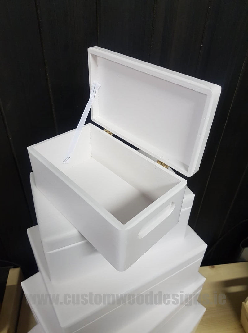 Load image into Gallery viewer, Wooden Boxes Hinged Lid - Various Sizes Painted Boxes Custom Wood Designs bedroom deco box box with lid white box wood wooden painted-boxes-21-cm-x-12-cm-x-9-5-cm-wooden-boxes-hinged-lid-various-sizes-53611578556759
