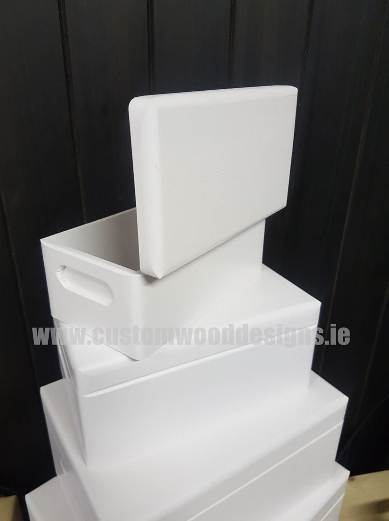Load image into Gallery viewer, Wooden Boxes Hinged Lid - Various Sizes Painted Boxes Custom Wood Designs bedroom deco box box with lid white box wood wooden painted-boxes-21-cm-x-12-cm-x-9-5-cm-wooden-boxes-hinged-lid-various-sizes-53611580358999
