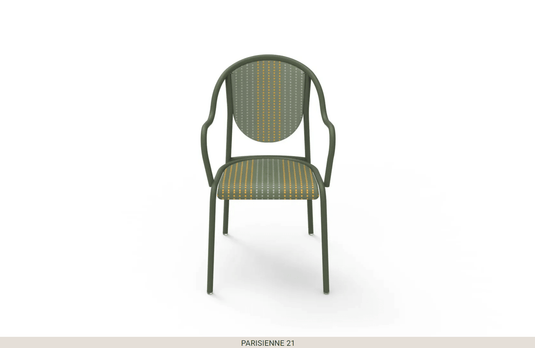 Parisienne 21 Chair Steel Chair - Custom Wood DesignsFermob Parisienne 21 Steel Bistro Chair for outdoor use, featuring a sleek metal design and classic Parisienne style.Fermob Metal Chair Outdoor24575202364343Green Gren