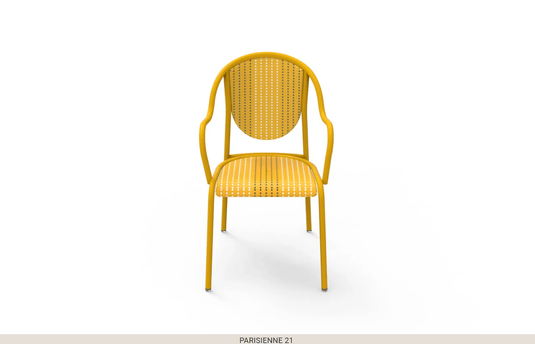 Parisienne 21 Chair Steel Chair - Custom Wood DesignsFermob Parisienne 21 steel outdoor bistro chair with curved backrest and metal frame, ideal for patio or garden seating.Fermob Metal Chair Outdoor24575202066039Yellow