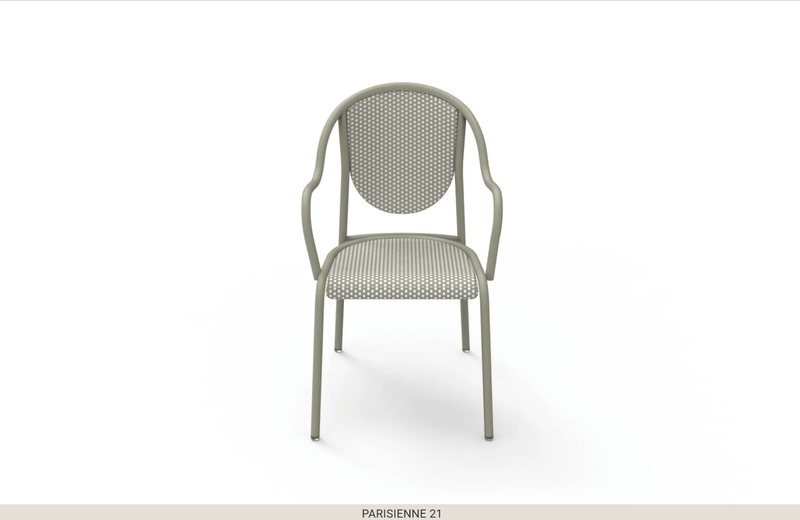 Load image into Gallery viewer, Parisienne 21 Chair Steel Chair - Custom Wood DesignsFermob Parisienne 21 steel bistro outdoor chair with curved back and slender legs, ideal for garden or patio seating.Fermob Metal Chair Outdoor24575202364343Green Gren
