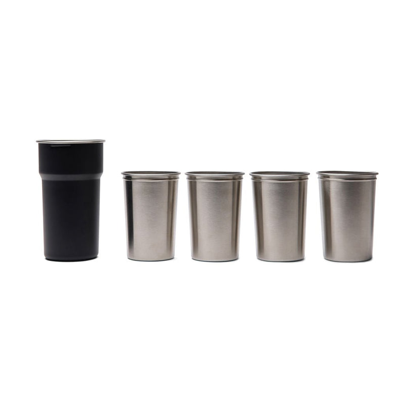 Load image into Gallery viewer, Parks RCS SS cup, 4 pcs, 250 ML - Custom Wood DesignsFour Vinga Parks RCS SS cup drinkware set, 250ml stainless steel cups on a white background.DrinkwareV4320701Recycled Stainless steel,Polypropyleneblack
