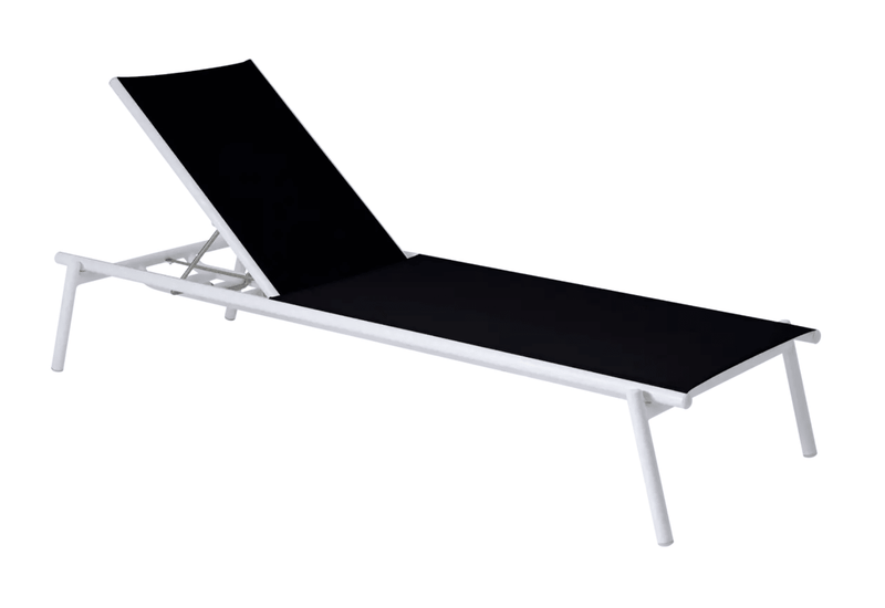 Load image into Gallery viewer, Pilotis V. Batyline® Sunlounger - Custom Wood DesignsFermob Pilotis V. Batyline® black sunlounger with a sleek design, perfect for poolside lounging and outdoor relaxation.Sunlounger24575195733143Black

