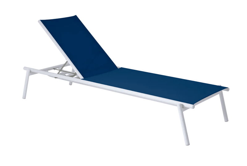 Load image into Gallery viewer, Pilotis V. Batyline® Sunlounger - Custom Wood DesignsBlue Fermob Pilotis V. Batyline® sunlounger with a sleek design, ideal for poolside relaxation and outdoor lounging.Sunlounger24575194970999blue ink
