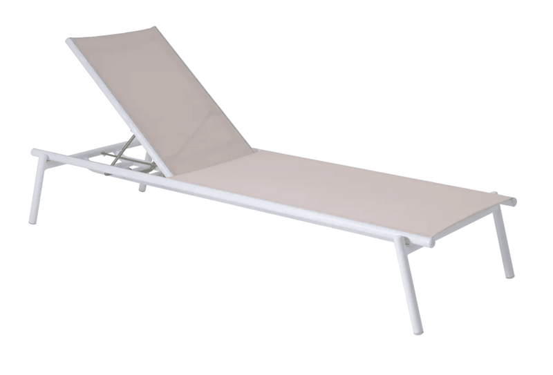 Load image into Gallery viewer, Pilotis V. Batyline® Sunlounger - Custom Wood DesignsFermob Pilotis V. Batyline sunlounger with pebble-colored frame and Batyline fabric for outdoor poolside relaxation.Sunlounger24575195567607Pebble
