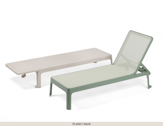 Plano Outdoor Sun Lounger by Nardi – Reclining Poolside Furniture - Custom Wood DesignsGreen Nardi Plano outdoor sun lounger with reclining backrest, ideal for poolside relaxation and patio outdoor furniture.Sunlounger24575216990007White