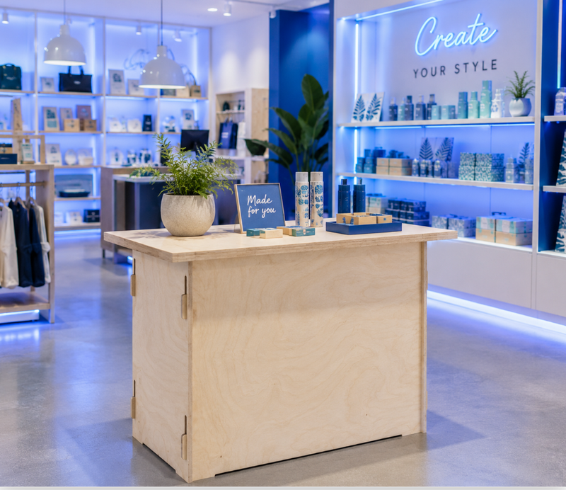 Load image into Gallery viewer, Esposit Play table display unit showcasing a modern table design with a sleek, functional appearance for retail displays.
