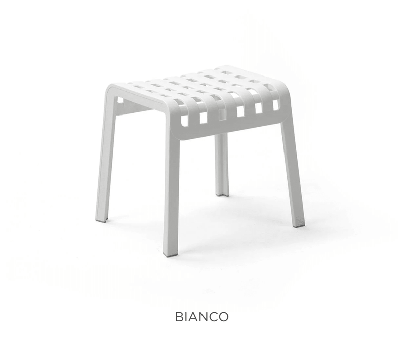 Load image into Gallery viewer, Poggio Outdoor Stool &amp; Footrest - Custom Wood DesignsNardi Poggio outdoor stool and footrest in white, designed for patio furniture and rocking chairs, ideal for outdoor relaxation.Stool Footrest Nardi Outdoor24575202364471Bianco
