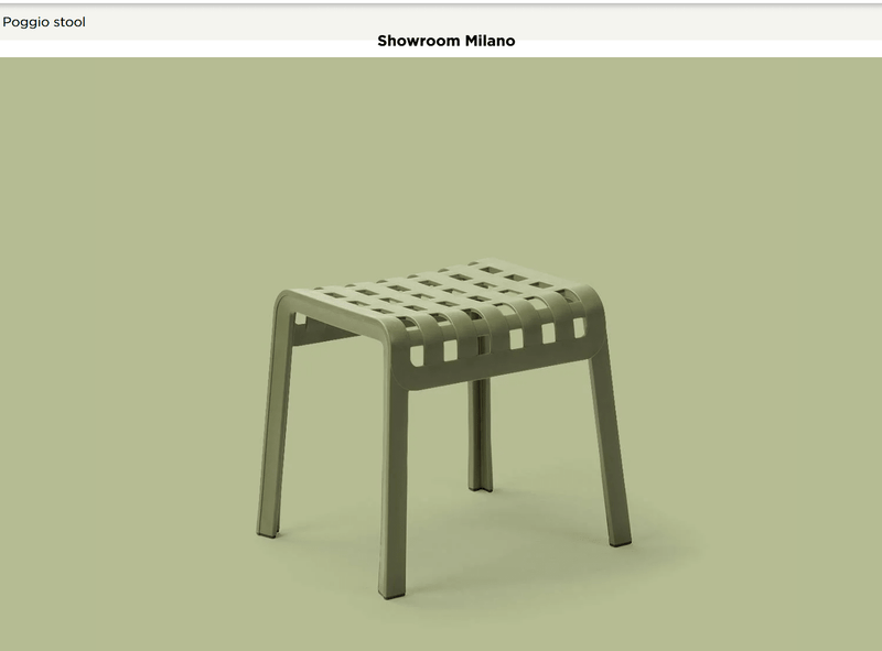 Load image into Gallery viewer, Poggio Outdoor Stool &amp; Footrest - Custom Wood DesignsNardi Poggio outdoor stool and footrest with wooden slats, designed for patio furniture and outdoor seating.Stool Footrest Nardi Outdoor24575202530007Agave
