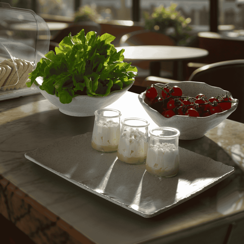 Load image into Gallery viewer, Polaris Platter grey granite GN 1/2 265x325mm - Custom Wood DesignsGray granite Polaris Platter GN 1/2, measuring 265x325mm, by Fine Dine, featuring a smooth, rectangular surface for serving.Platter562376
