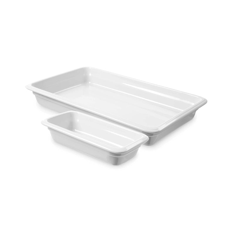 Load image into Gallery viewer, Porcelain container GN 1/1 (H)65mm - Custom Wood DesignsPorcelain GN 1/1 container with 65mm height from Fine Dine, showcasing a sleek, white, rectangular food storage dish.porcelain container gn783009
