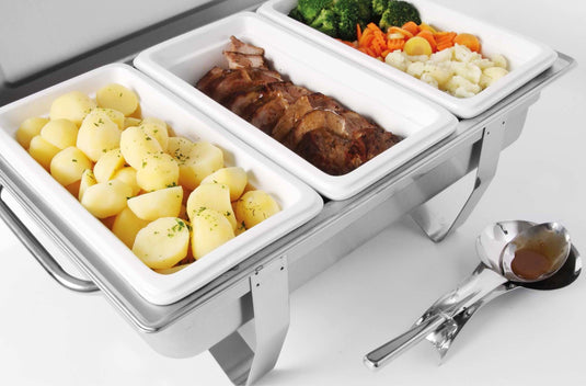 Porcelain container GN 1/2 (H)65mm - Custom Wood DesignsPorcelain GN 1/2 container with 65mm height from Fine Dine, showcasing a clean, white food storage vessel with smooth surface.porcelain container gn783016