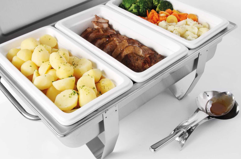 Load image into Gallery viewer, Porcelain container GN 1/3 (H)65mm - Custom Wood DesignsPorcelain GN 1/3 container with 65mm height from Fine Dine, showing a clean, white, rectangular food storage dish.porcelain container gn783023
