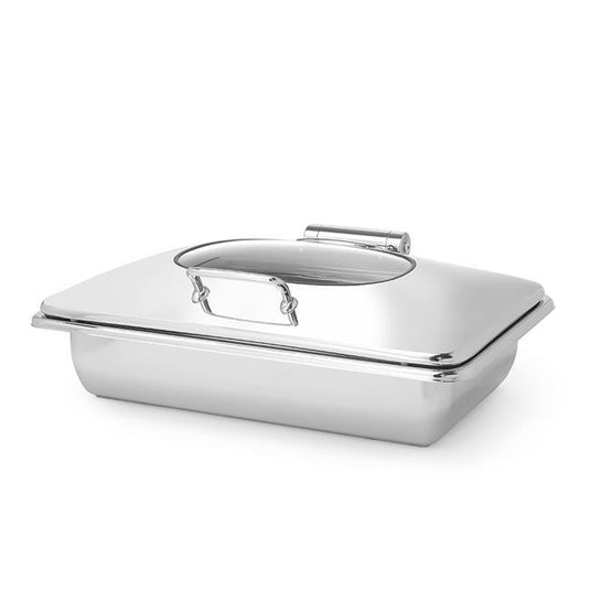 Premium chafing dish with glass cover GN 1/1 - Custom Wood DesignsFine Dine premium chafing dish with glass cover GN 1/1 and induction heater, showcasing the sleek design and heating element.induction heater473412