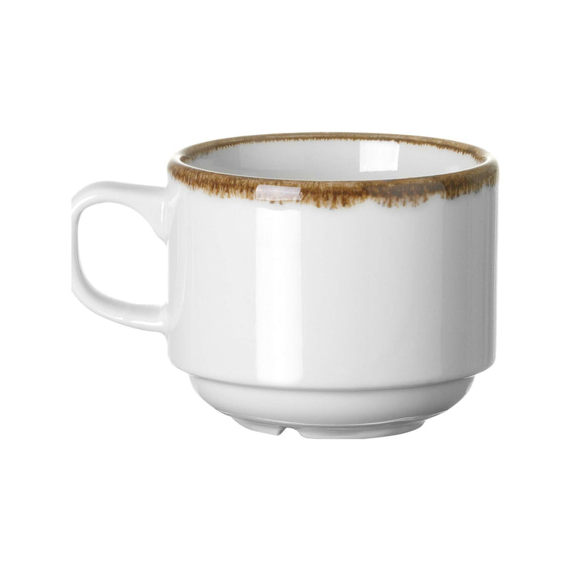 Load image into Gallery viewer, Stackable Vanilla Espresso Cup by Fine Dine, 90ml, showing a ceramic espresso cup with a smooth vanilla finish and stackable design.
