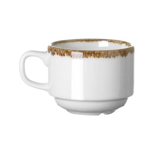 Fine Dine vanilla stackable coffee cup, 200ml, made of ceramic, with a smooth finish and stackable design for coffee or tea.