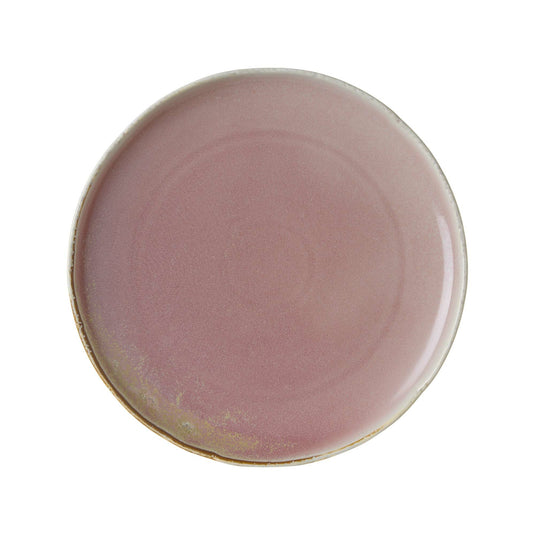 Fine Dine Rosa flat shallow plate, 210mm diameter, ceramic tableware with a floral pink design, suitable for serving dishes.