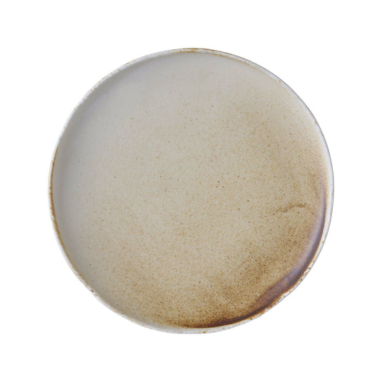 Fine Dine Constancy 210mm shallow coupe plate without rim, elegant porcelain dish for serving appetizers or desserts.