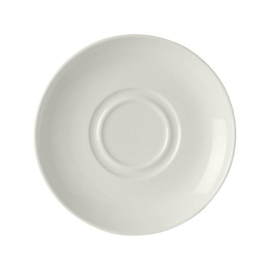 Fine Dine pure saucer for consommé cup, 160mm soup bowl saucer with smooth ceramic finish and classic design.