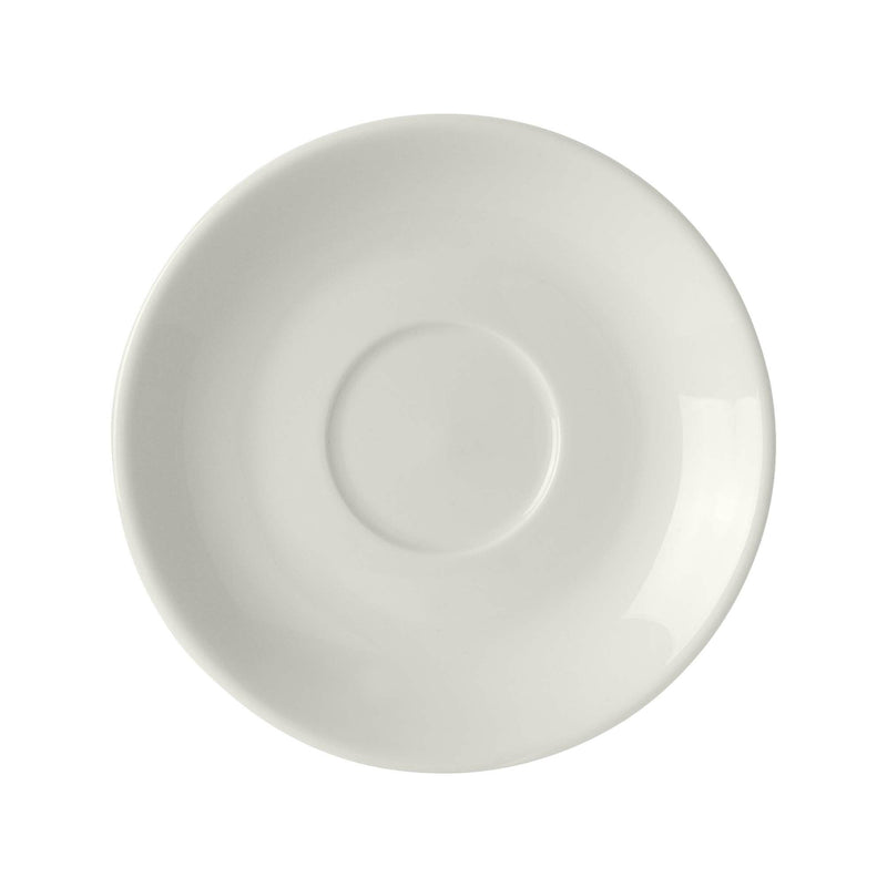 Load image into Gallery viewer, Elegant Fine Dine espresso cup saucer, 100mm diameter, with a smooth ceramic finish and subtle design details.
