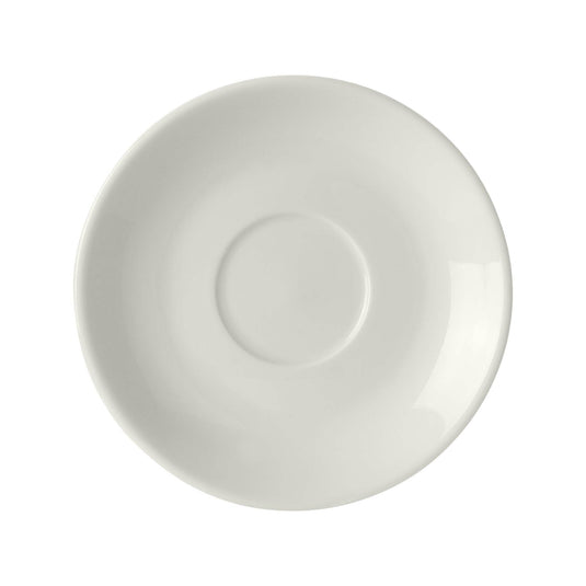 Elegant Fine Dine espresso cup saucer, 100mm diameter, with a smooth ceramic finish and subtle design details.