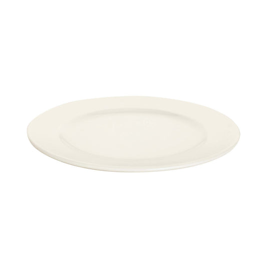 Fine Dine Crema flat 300mm shallow plate with smooth design, perfect for serving appetizers or main dishes.