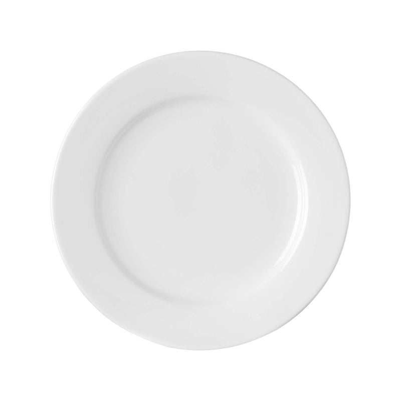 Load image into Gallery viewer, Fine Dine Pure Bianco 210mm flat plate showing smooth white ceramic surface and round shape on a plain background.
