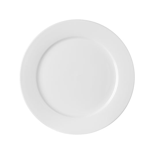 Fine Dine Pure Bianco flat plate, 270mm, white ceramic dish with smooth edges, ideal for serving appetizers or main courses.