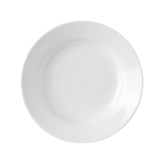 Fine Dine Pure Bianco deep plate, 230mm, with a clean white ceramic design and smooth rim, ideal for serving main courses.