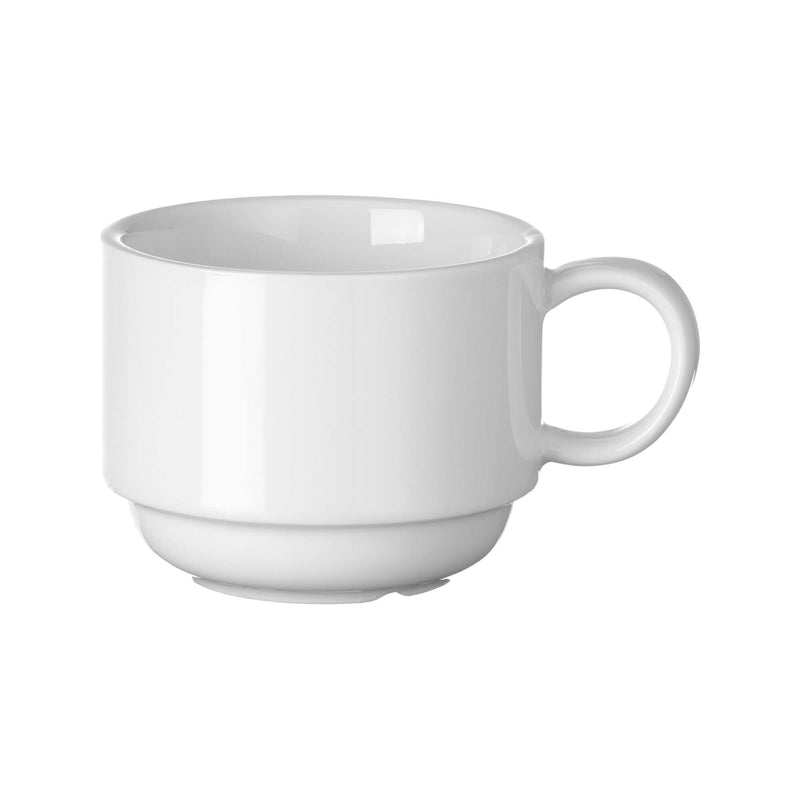 Load image into Gallery viewer, Stackable Pure Bianco cappuccino cup by Fine Dine, 250ml, with a sleek white design and smooth handles, perfect for coffee servings.
