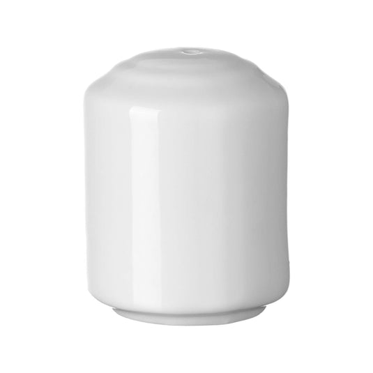 Pure Bianco pepper shaker by Fine Dine, a sleek stainless steel pepper shaker with a clear glass body and a stainless steel lid.