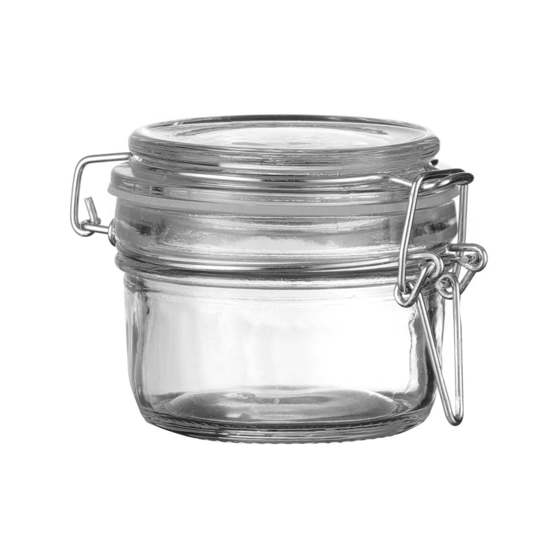 Load image into Gallery viewer, Fine Dine Vision Weck-type 125ml preserving jar with glass lid and metal clamp for food storage and preservation.
