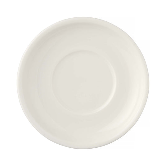 Fine Dine 170mm creme saucer for soup bowl, ceramic dish with smooth finish, designed to hold and serve soup bowls elegantly.