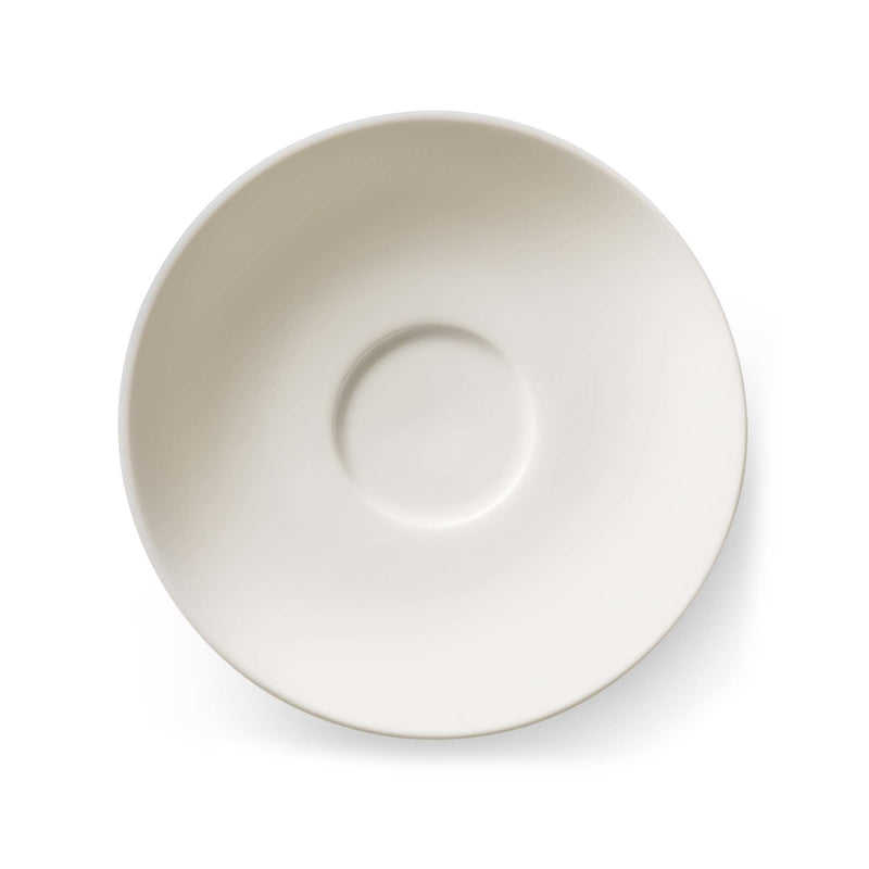 Load image into Gallery viewer, Fine Dine crema saucer with elegant white ceramic design, perfect for espresso cups and coffee service.
