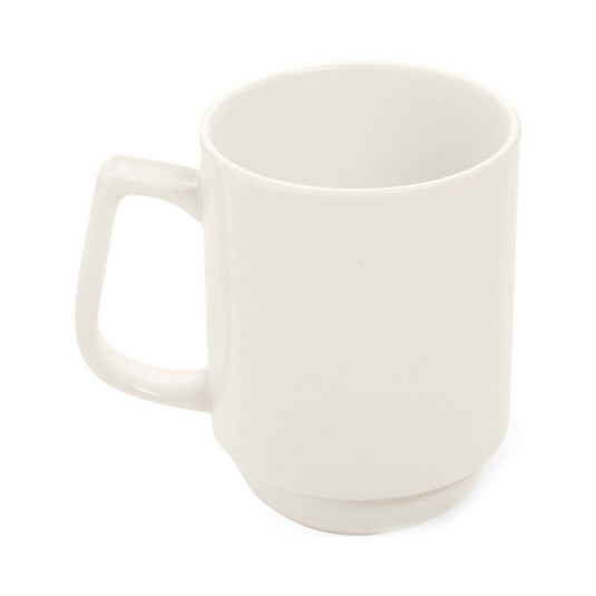 Fine Dine 250ml stackable Crema mug, showcasing its sleek design and stackable feature for convenient storage.