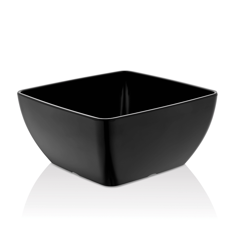 Load image into Gallery viewer, Black melamine square bowl by Fine Dine, 190x190x90mm, with a glossy finish, ideal for serving and dining.
