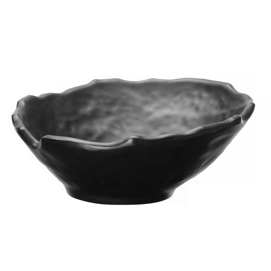 Black Terra slanted bowl by Fine Dine, measuring 282x275x115 mm, featuring a modern sloped design with a matte finish.