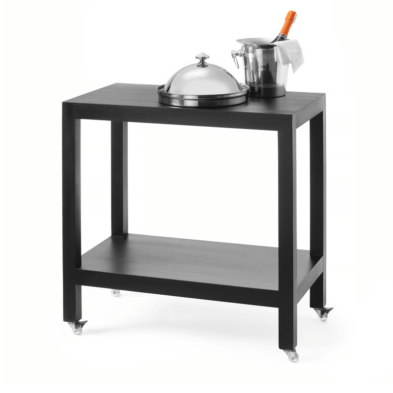 Load image into Gallery viewer, Black Fine Dine waiter trolley with 820x460mm top and 850mm height, ideal for professional hospitality service.

