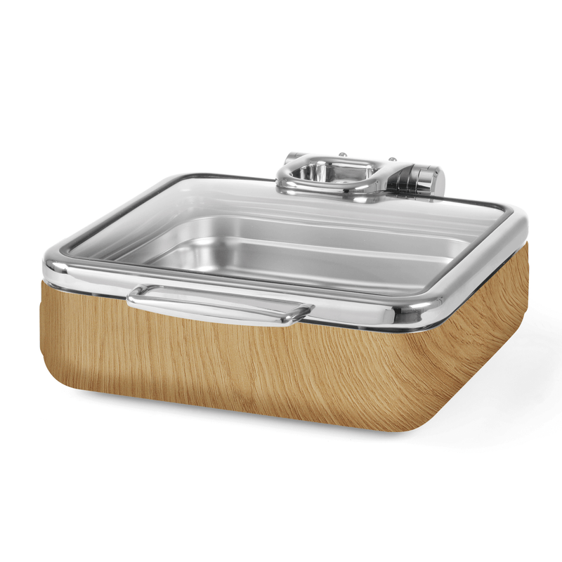 Load image into Gallery viewer, Fine Dine Madeira De Luxe induction chafing dish GN 2/3 with glass lid, professional stainless steel warmer for catering.
