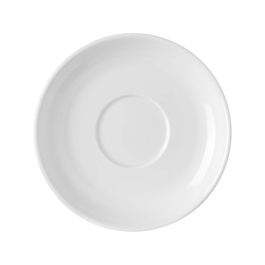 Pure Bianco stackable cappuccino cup saucer, 150mm - Custom Wood DesignsStackable Pure Bianco cappuccino cup saucer by Fine Dine, 150mm diameter, with smooth white ceramic finish.Saucer for stackable cappuccino cup762844