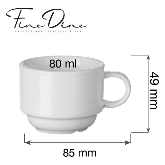 Pure Bianco stackable espresso cup, 80ml - Custom Wood DesignsFine Dine Pure Bianco stackable espresso cup, 80ml, featuring a sleek white design and compact, space-saving stacking feature.Stackable espresso cup762790