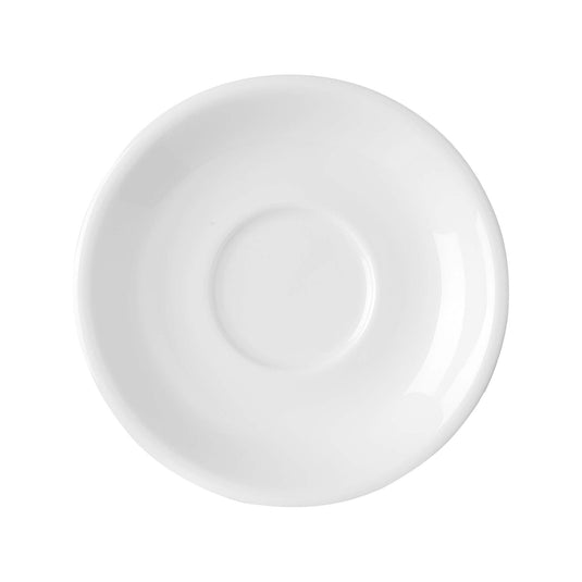 Pure Bianco stackable espresso cup saucer, 120mm - Custom Wood DesignsStackable Pure Bianco espresso cup saucer by Fine Dine, 120mm diameter, with a smooth, white ceramic finish.Saucer for stackable espresso cup762820
