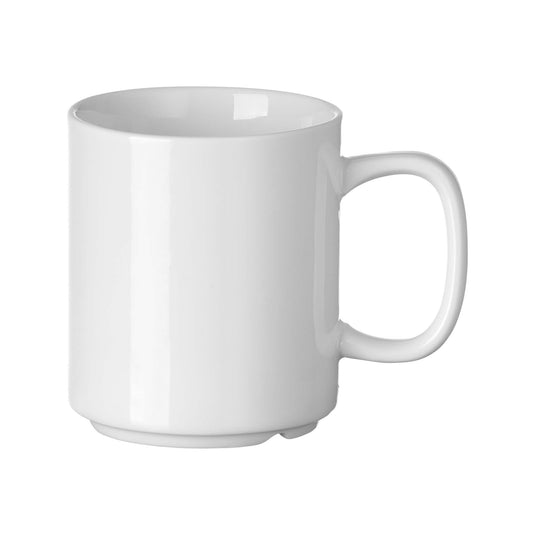 Pure Bianco stackable mug, 300ml - Custom Wood DesignsFine Dine Pure Bianco 300ml stackable mug, ceramic with a clean white finish, showing a stack of three mugs on a white background.Stackable mug762929