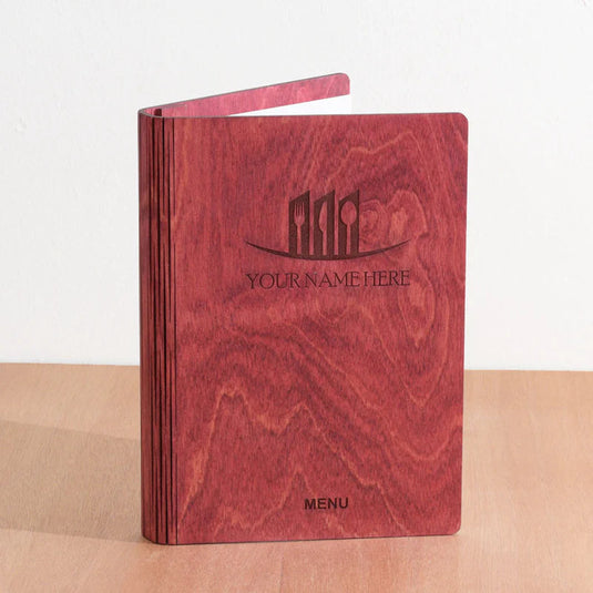 A5 Wood Menus 15x21cm Red wine Custom Wood Designs __label: Multibuy red-wine-a5-wood-menus-15x21cm-53612693881175