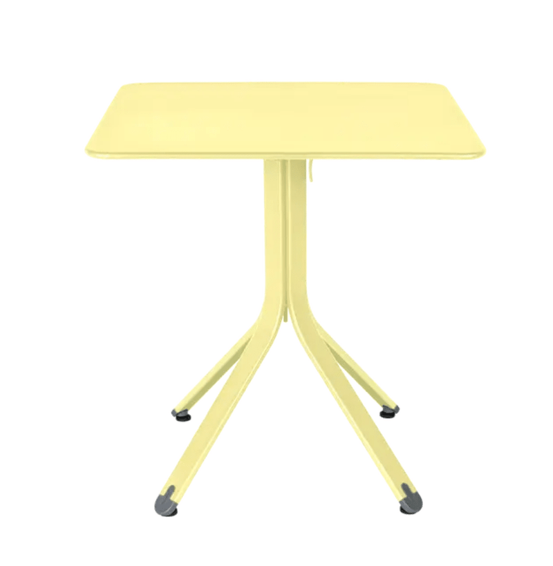 Load image into Gallery viewer, Rest'O Folding Table 71x71cm - Custom Wood DesignsFermob Rest'O folding outdoor table in frosted lemon color, 71x71cm metal table for patio or garden useFermob Outdoor Table Metal24575203837815Frosted Lemon
